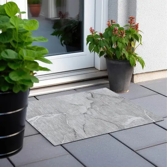 Gray Abstract Washable Non Skid Indoor Outdoor Area Rug Photo 8