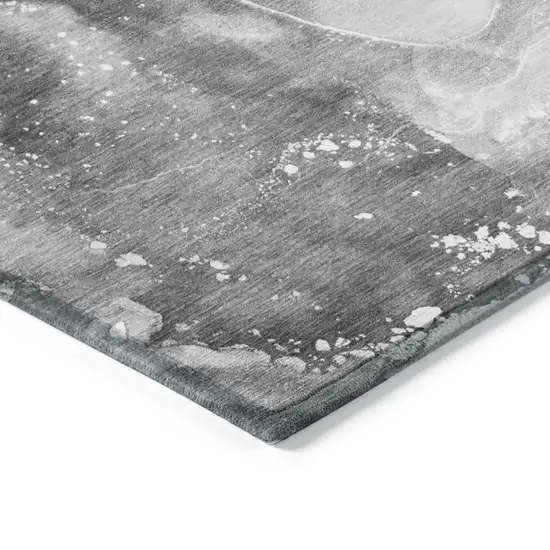 Gray Abstract Washable Non Skid Indoor Outdoor Area Rug Photo 5