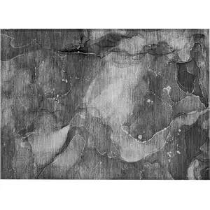 Photo of Gray Abstract Washable Non Skid Indoor Outdoor Area Rug