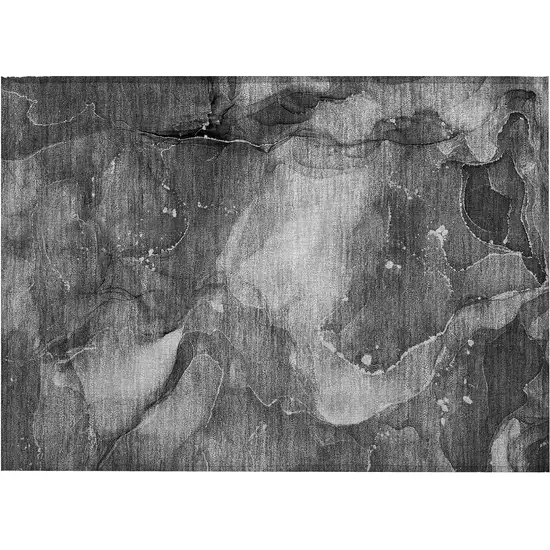 Gray Abstract Washable Non Skid Indoor Outdoor Area Rug Photo 2