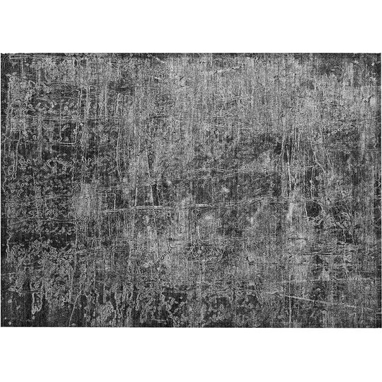 Gray Abstract Washable Non Skid Indoor Outdoor Area Rug Photo 2