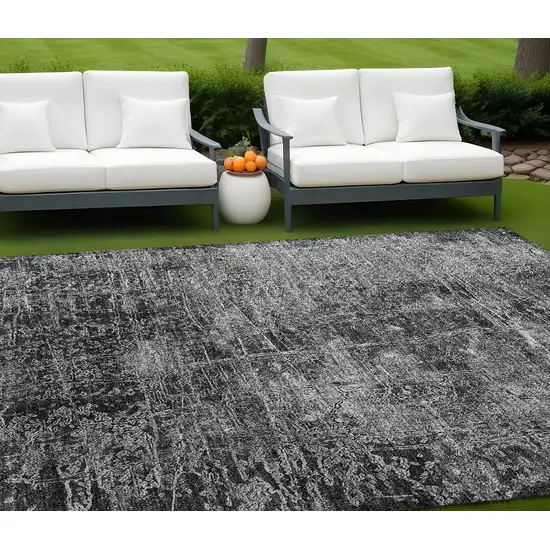 Gray Abstract Washable Non Skid Indoor Outdoor Area Rug Photo 1