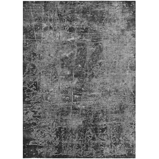 Gray Abstract Washable Non Skid Indoor Outdoor Area Rug Photo 4