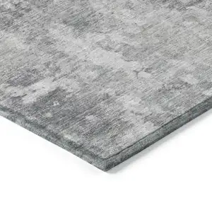 Photo of Gray Abstract Washable Non Skid Indoor Outdoor Area Rug