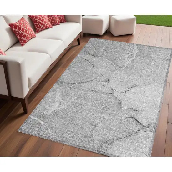 Gray Abstract Washable Non Skid Indoor Outdoor Area Rug Photo 1