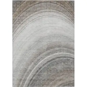 Photo of Gray Abstract Washable Non Skid Indoor Outdoor Area Rug