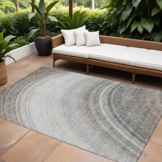 Gray Abstract Washable Non Skid Indoor Outdoor Area Rug Photo 1