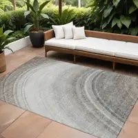 Photo of Gray Abstract Washable Non Skid Indoor Outdoor Area Rug