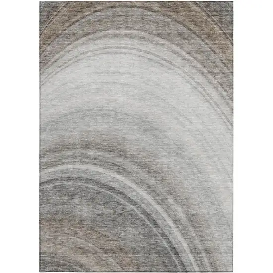 Gray Silver And Beige Abstract Washable Indoor Outdoor Area Rug Photo 5