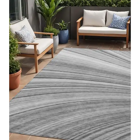 Gray Abstract Washable Non Skid Indoor Outdoor Area Rug Photo 1