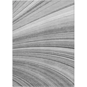 Photo of Gray Abstract Washable Non Skid Indoor Outdoor Area Rug