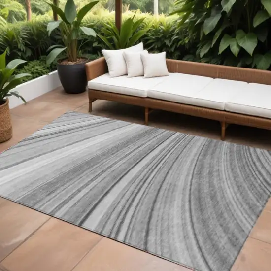 Gray Abstract Washable Non Skid Indoor Outdoor Area Rug Photo 1