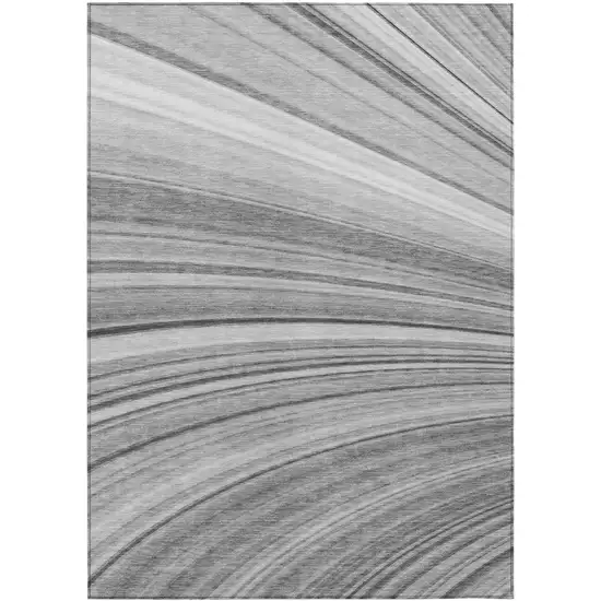 Gray Abstract Washable Non Skid Indoor Outdoor Area Rug Photo 2