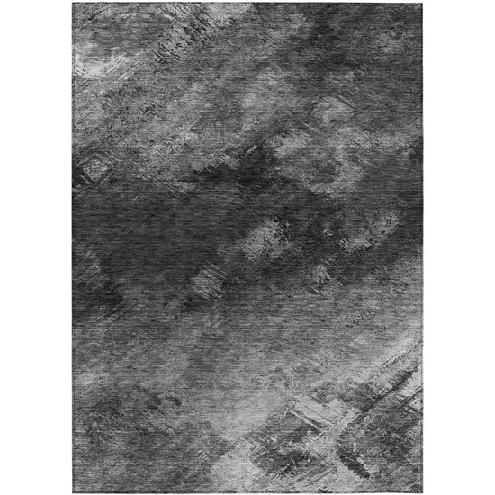 Gray Abstract Washable Non Skid Indoor Outdoor Area Rug Photo 2