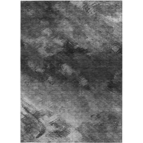 Gray Abstract Washable Non Skid Indoor Outdoor Area Rug Photo 6