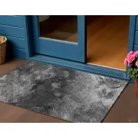 Photo of Gray Abstract Washable Non Skid Indoor Outdoor Area Rug