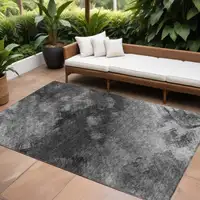 Photo of Gray Abstract Washable Non Skid Indoor Outdoor Area Rug