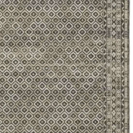 Gray And Beige Diamond Area Rug With Fringe Photo 8