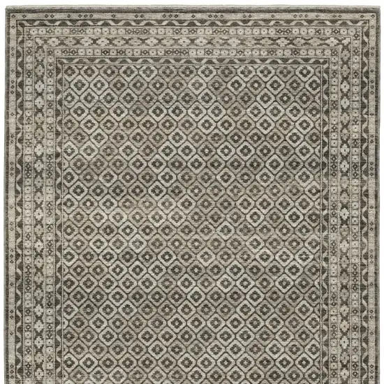 Gray And Beige Diamond Area Rug With Fringe Photo 9