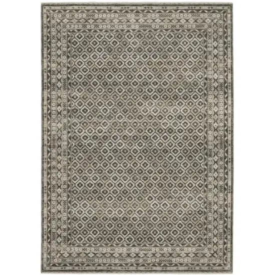 Gray And Beige Diamond Area Rug With Fringe Photo 4