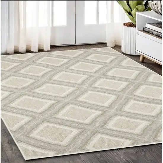 Gray And Beige Diamond Area Rug Photo 1