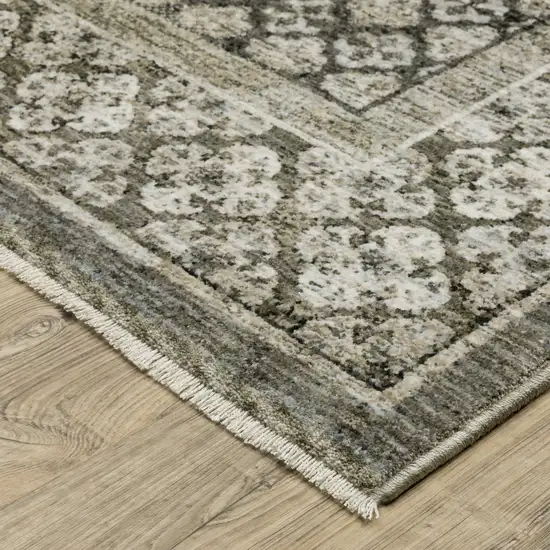 Gray And Beige Medallion Area Rug With Fringe Photo 4