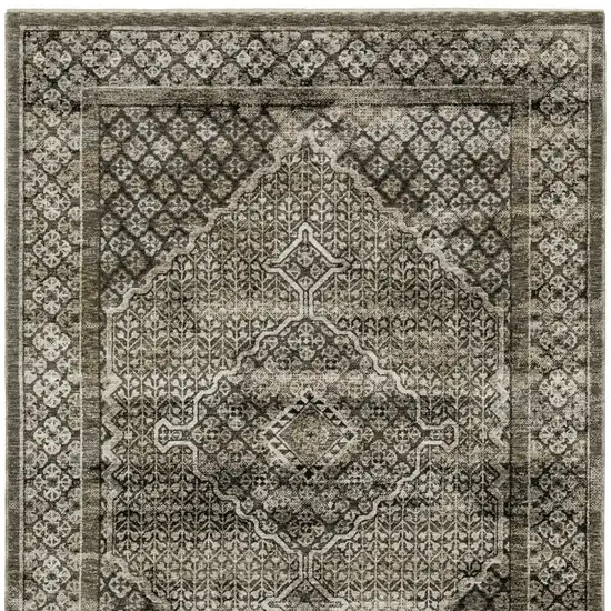 Gray And Beige Medallion Area Rug With Fringe Photo 9