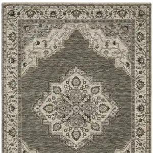 Photo of Gray And Beige Medallion Area Rug With Fringe