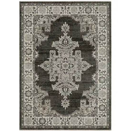 Gray And Beige Medallion Area Rug With Fringe Photo 2