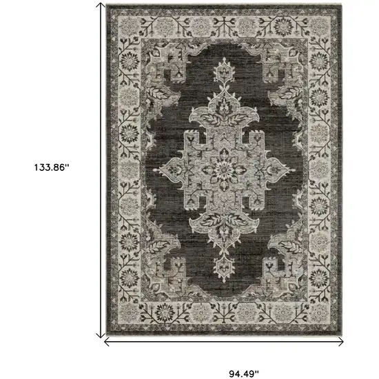 Gray And Beige Medallion Area Rug With Fringe Photo 3