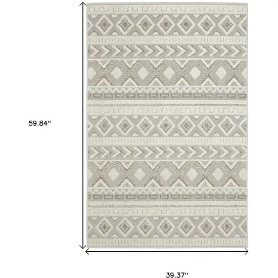 Gray And Beige Tribal Area Rug Photo 3