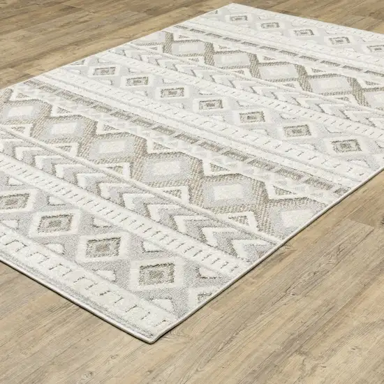 Gray And Beige Tribal Area Rug Photo 7