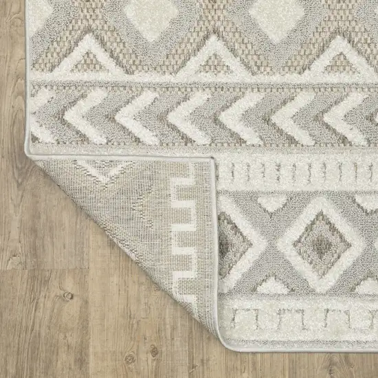 Gray And Beige Tribal Area Rug Photo 9