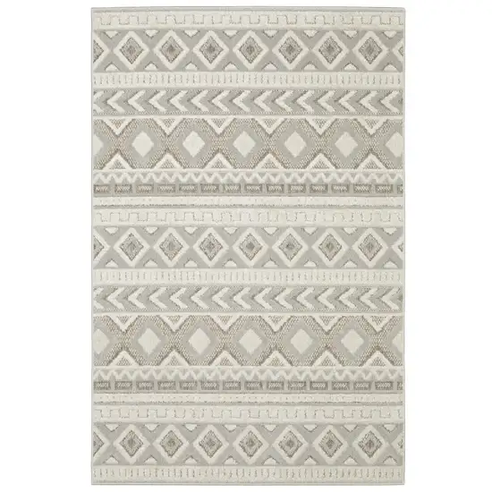 Gray And Beige Tribal Area Rug Photo 3