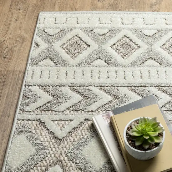 Gray And Beige Tribal Area Rug Photo 8