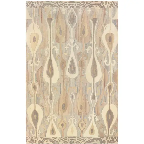 Gray And Beige Wool Abstract Hand Tufted Area Rug Photo 2