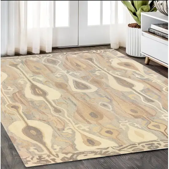 Gray And Beige Wool Abstract Hand Tufted Area Rug Photo 1