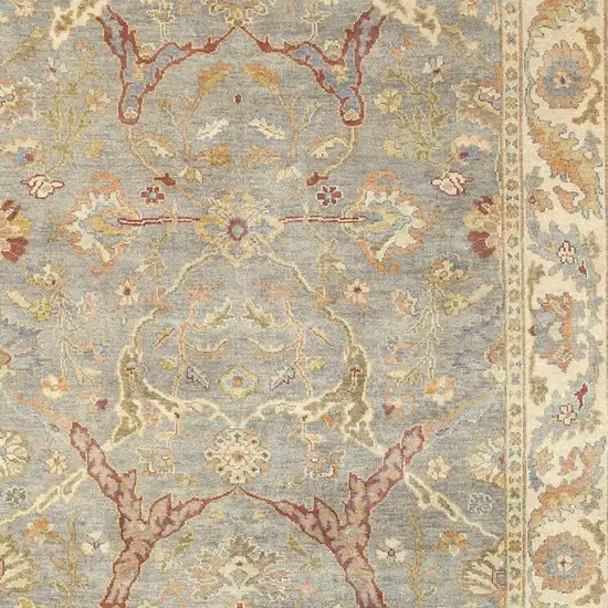 Gray And Beige Wool Oriental Hand Knotted Area Rug Photo 5