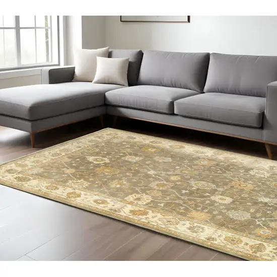 Gray And Beige Wool Oriental Hand Knotted Area Rug Photo 1