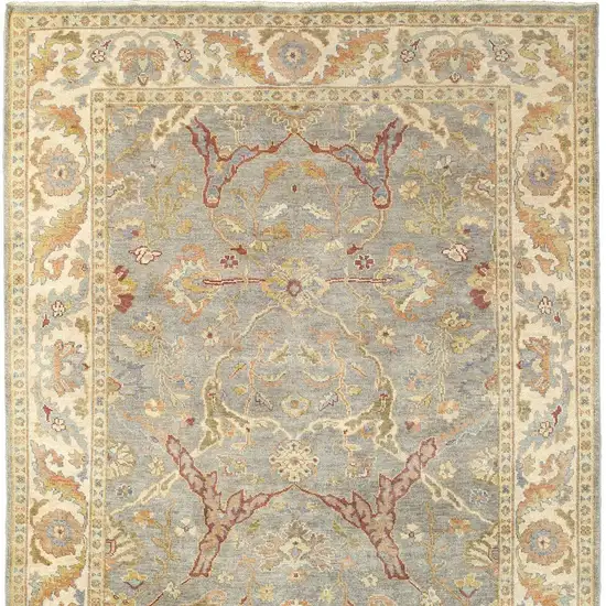 Gray And Beige Wool Oriental Hand Knotted Area Rug Photo 4