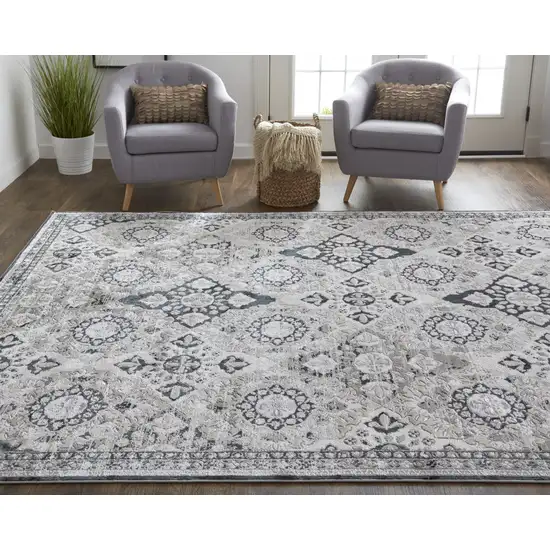 Gray And Black Abstract Power Loom Area Rug Photo 4