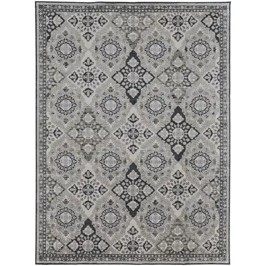 Gray And Black Abstract Power Loom Area Rug Photo 8