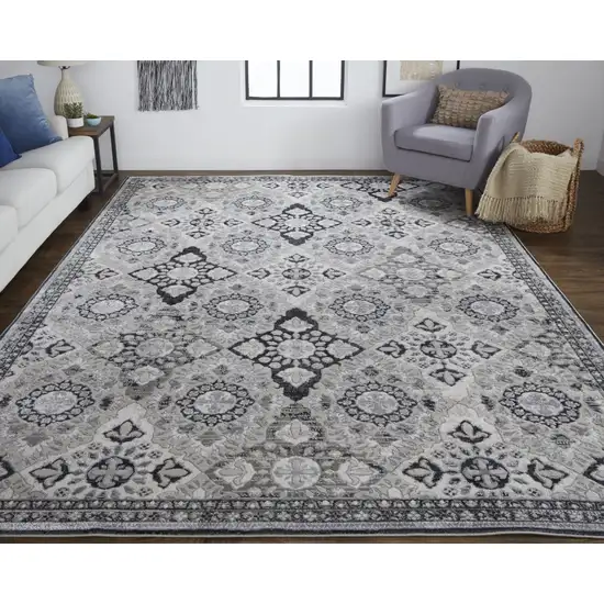 Gray And Black Abstract Power Loom Area Rug Photo 4