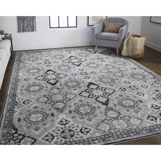 Gray And Black Abstract Power Loom Area Rug Photo 5