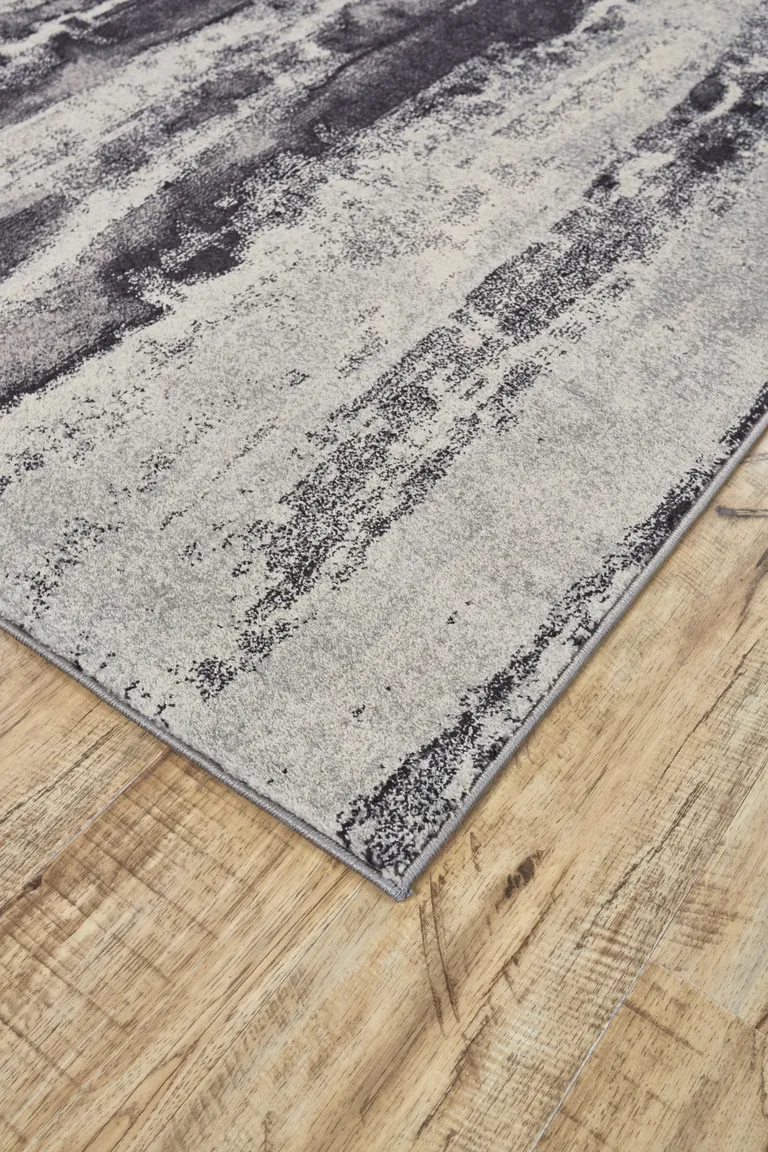 Gray And Black Abstract Stain Resistant Area Rug Photo 3