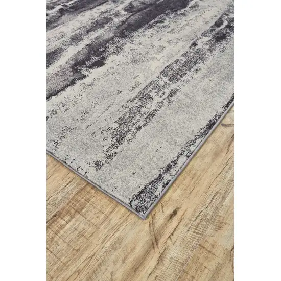 Gray And Black Abstract Stain Resistant Area Rug Photo 3