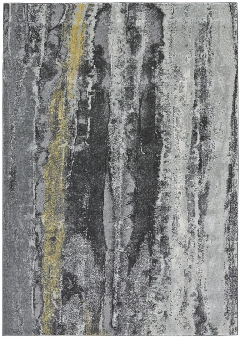 Gray And Black Abstract Stain Resistant Area Rug Photo 1