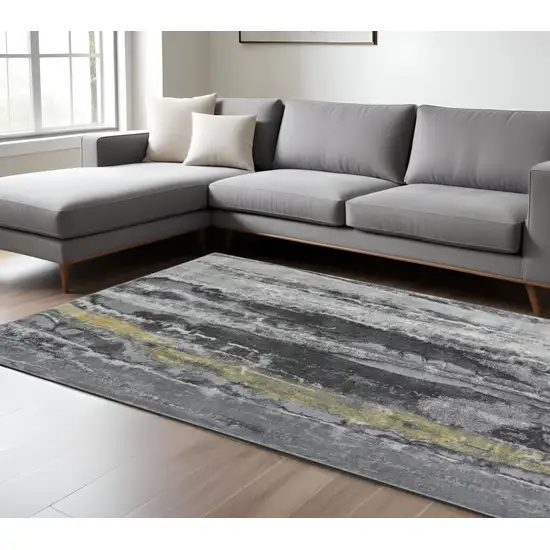 Gray and Black Abstract Non Skid Area Rug Photo 1