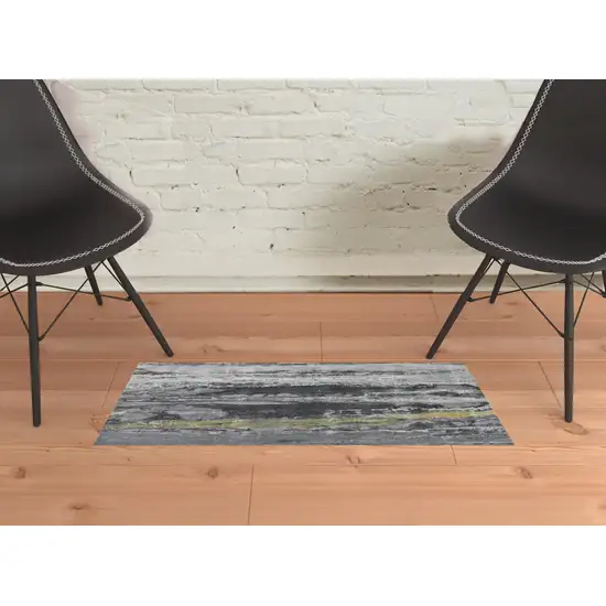 Gray And Black Abstract Stain Resistant Area Rug Photo 2