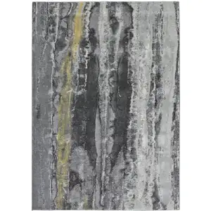 Photo of Gray And Black Abstract Stain Resistant Area Rug